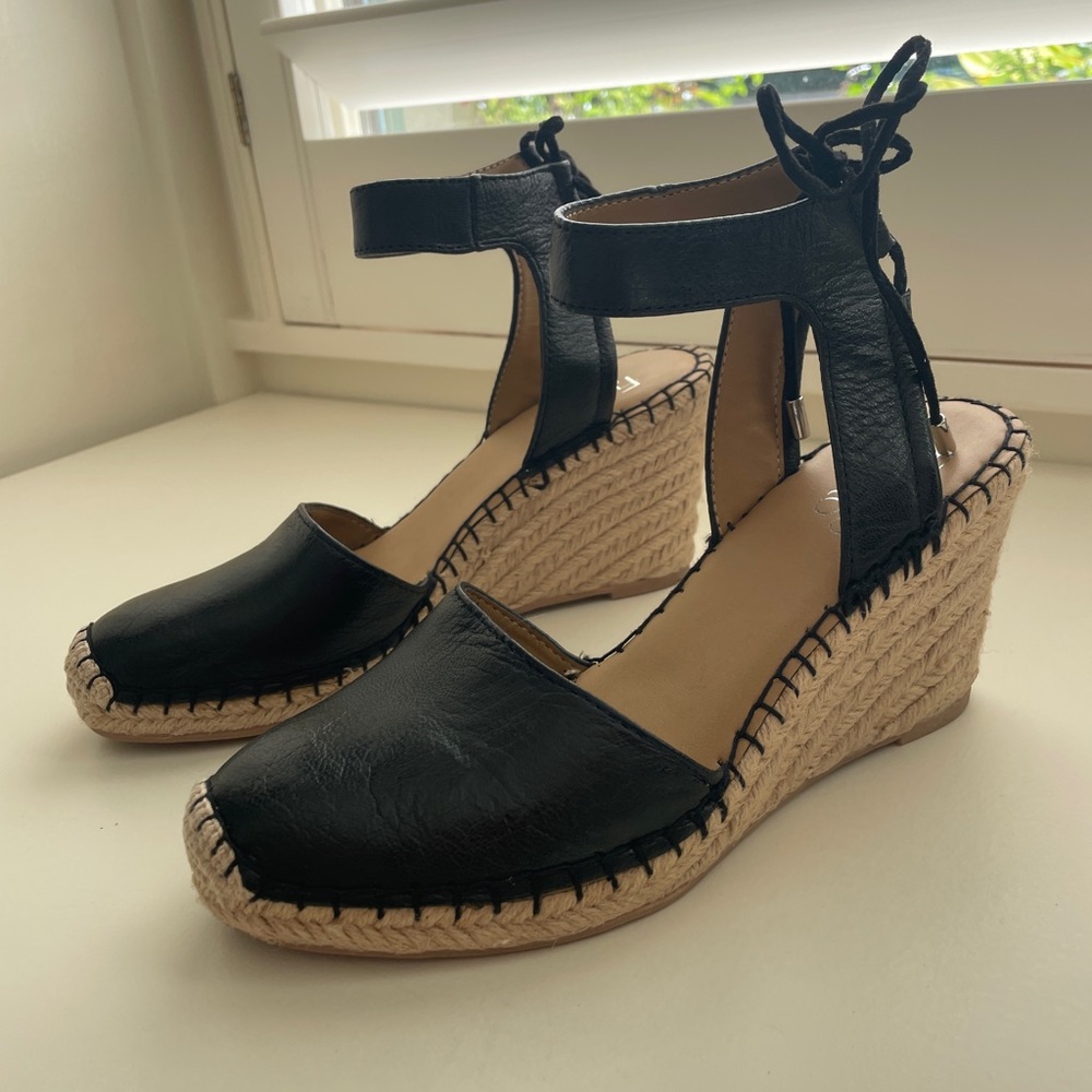 Black Franco Sarro Espadrille Wedges